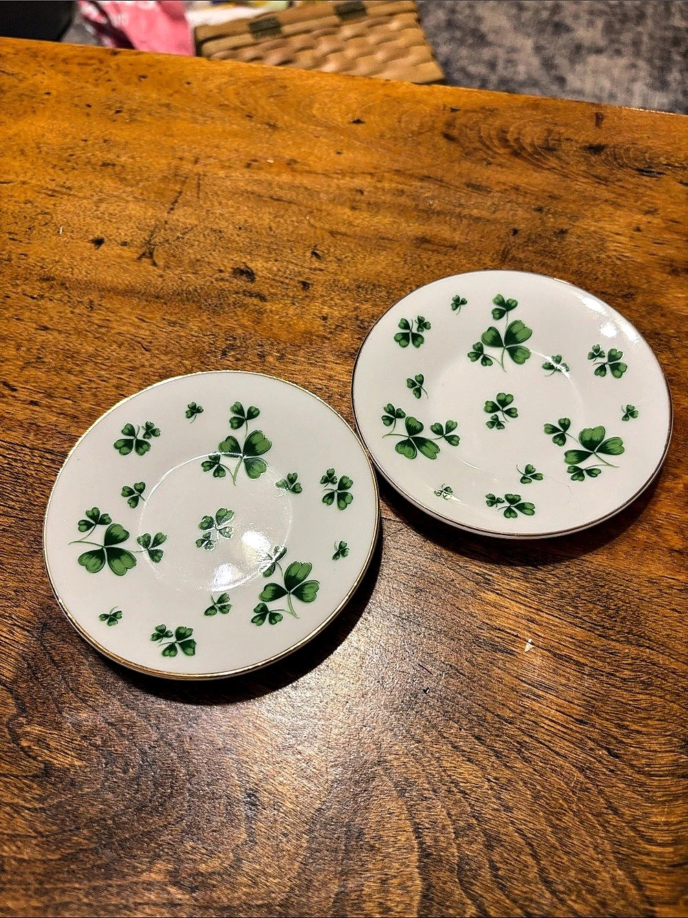 Vintage Irish Lefton China Saucer Shamrock Pattern